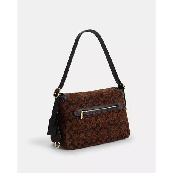 NWT Limited Coach Etta Flap Shoulder Bag in Signature Chenille CCE58 IM/Truffle - Picture 11 of 15